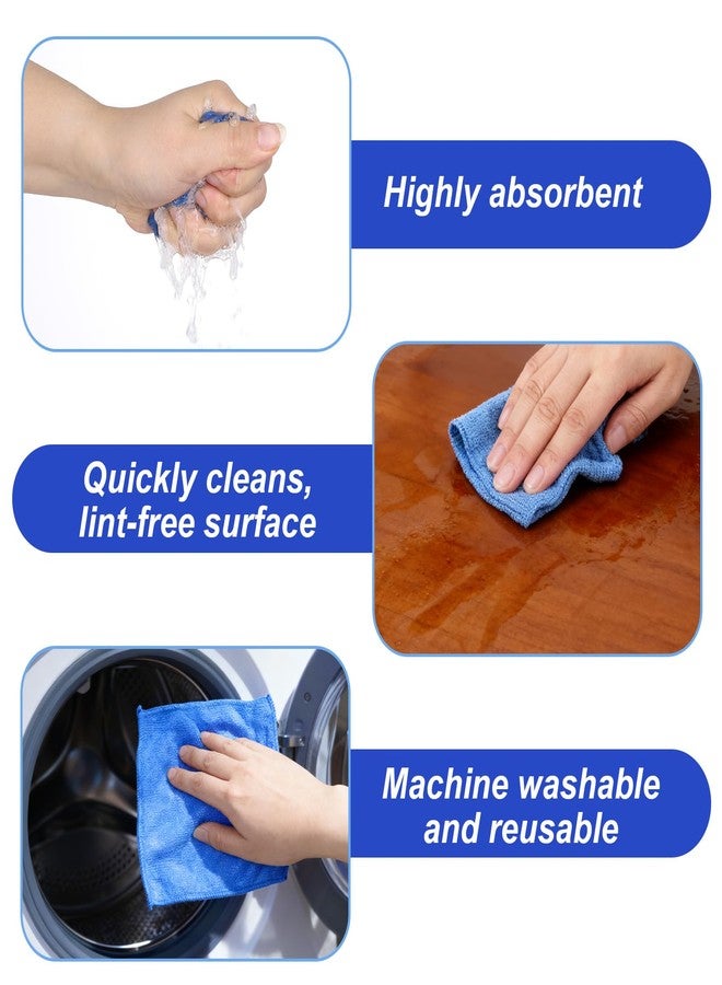 Xyembu 10 Pack Microfiber Cleaning Cloth 6"x6" Reusable Cleaning Rag Fast Drying Kitchen Towels Microfiber Towels Cars Wash Dry Erase Cloth for Housekeeping Home Kitchen Window Bathroom Car(Blue) - Image 5